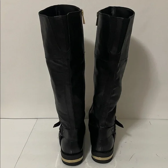 Vince Camuto Black Boots with Gold Buckle - Picture 4 of 11